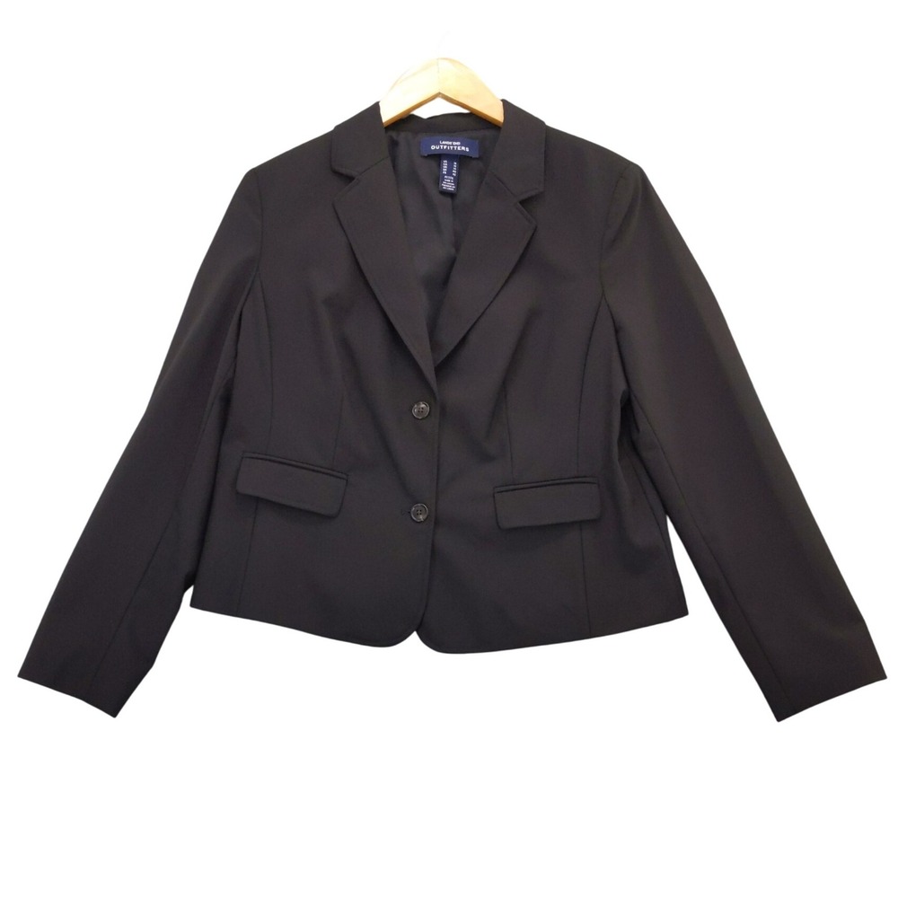 Lands End Outfitters Petite Black‎ Blazer Jacket Size 10 Wool Blend